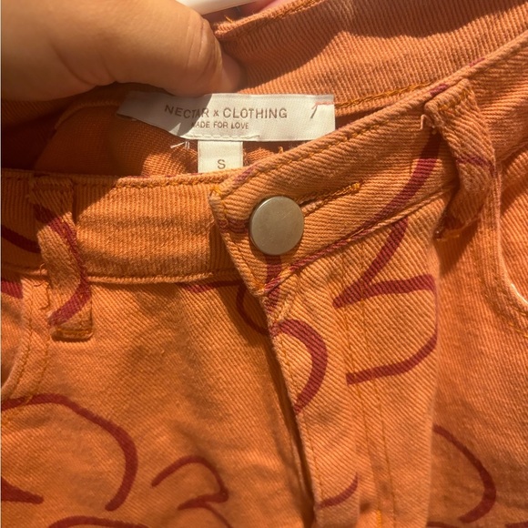 Orange Wide Leg Pants with Floral Design - Picture 2 of 3